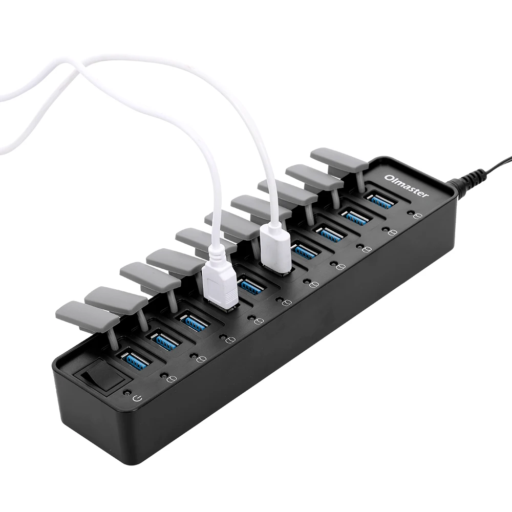 OImaster 10 портов USB 3 0 концентратор Быстрая зарядка высокоскоростной 5 Гбит/с usb хаб