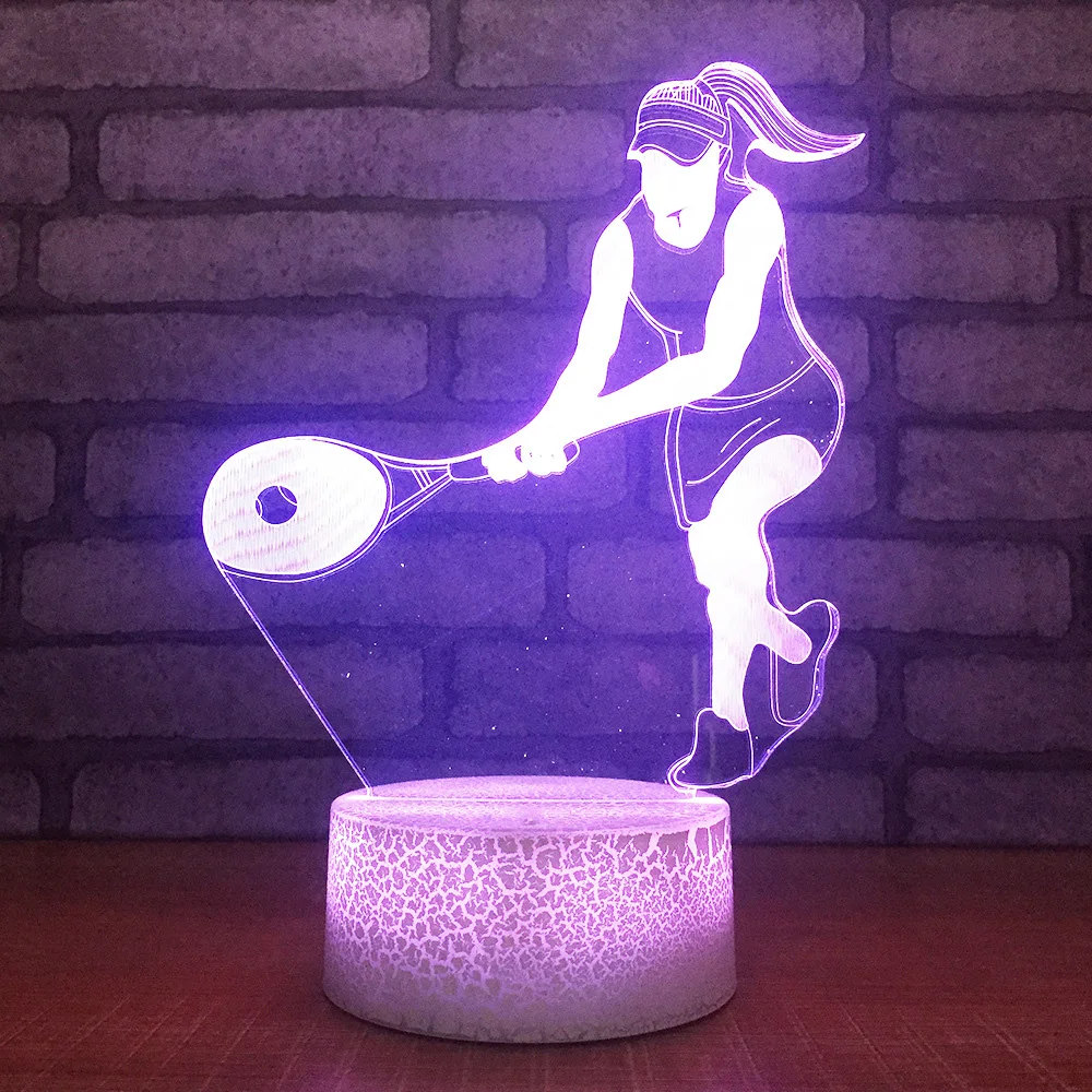 Ночные светильники для гостиной 3D Светодиодная настольная лампа игры в теннис