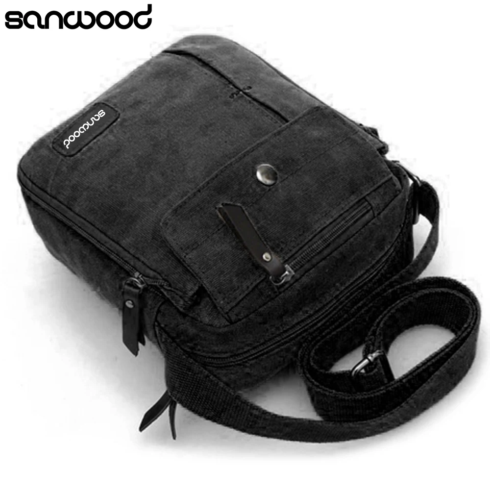 SANWOOD мужская повседневная Холщовая Сумка через плечо, рюкзак, многофункциональная сумка через плечо, роскошная брендовая сумка-мессенджер, известная мужская сумка, Новинка - Цвет: Черный