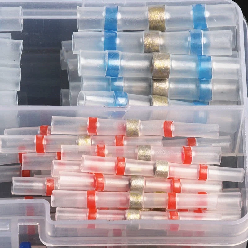 100Pcs Assorted Heat Shrink Butt Soldering Wire crimp Connectors cold Terminals Waterproof Connector for Cars Electrical | Обустройство