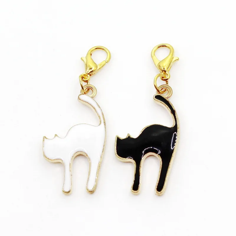 Hot Selling 12pcs/lot Mix Cat Dangle Charms Lobster Clasp DIY Bracelet Necklace Pendants Jewelry Hanging | Украшения и аксессуары