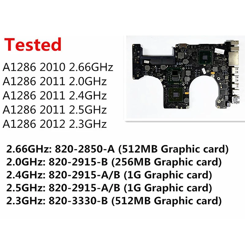 Протестированная материнская плата для Macbook Pro 15 &quotA1286 2010 ноутбука i7 2 66 Ghz 820 2850 A 2011