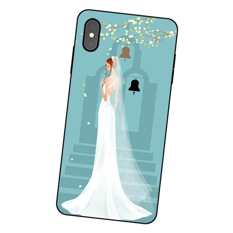 N462 свадебное платье девушка черный силиконовый чехол для Apple iPhone 11 Pro XR XS Max X 8 7 6 6S