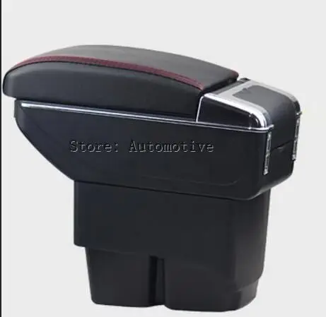For Ford Fiesta 2009-2017 Center Centre Console Storage Box Leather Dual Layer Armrest Arm Rest 2011 2012 2013 2014 2015 2016