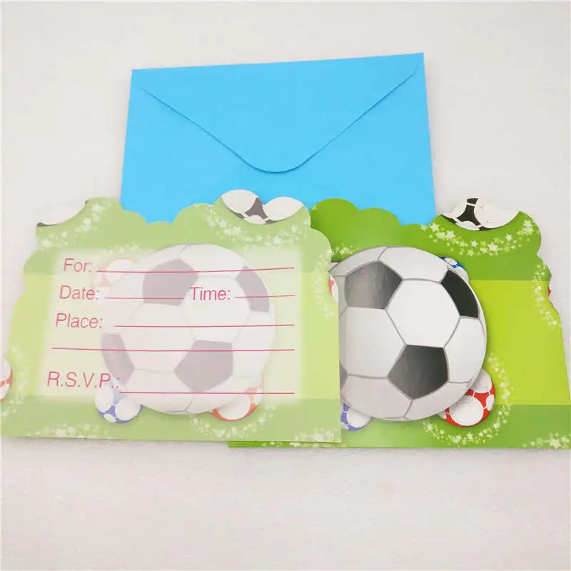 Invitation Card 6pcs Футбол кружки соломы коробка для конфет, для мальчиков, Детская футболка с одноразовой посуды вечерние поставки вечерние украшения набор Футбол пользу - Цвет: Invitation Card 6pcs