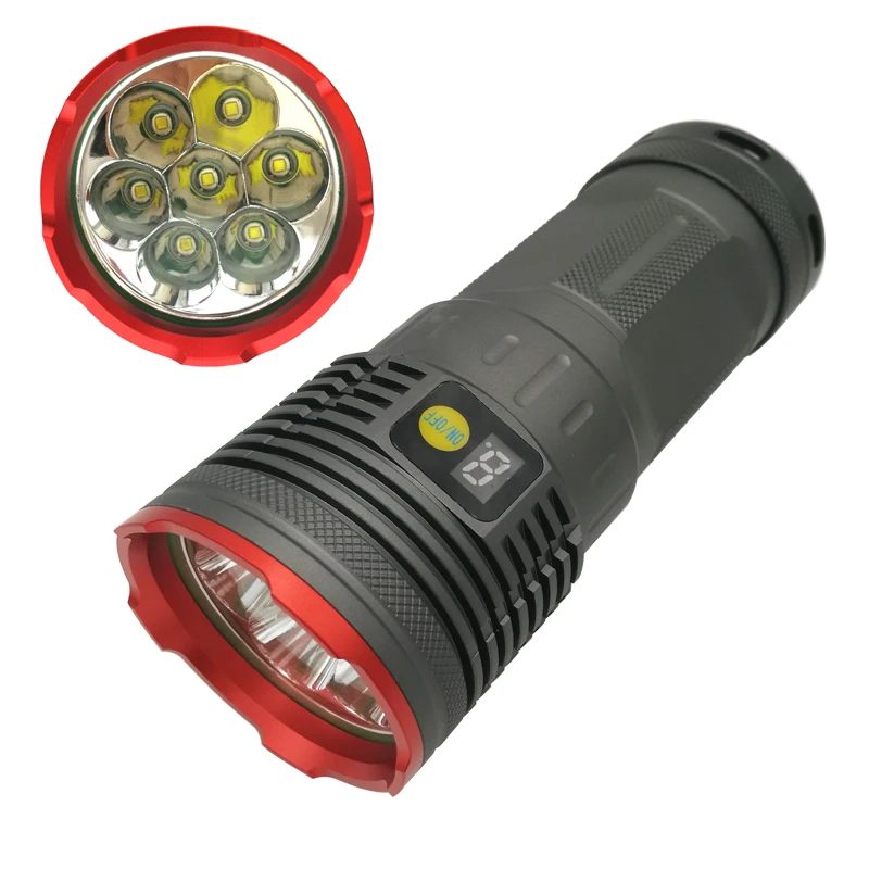 

High Power LED Flashlight waterproof torch flashlights 7 x CREE XM-L T6 12000LM 3 mode For 4 x 18650 Battery With charger