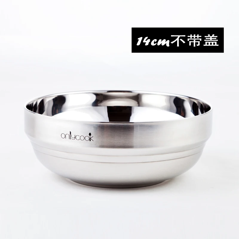 14cm ONLYCOOK большая Бытовая 304 миска из нержавеющей стали с двойной изоляцией чаши для риса и супа чаша - Цвет: 14cm