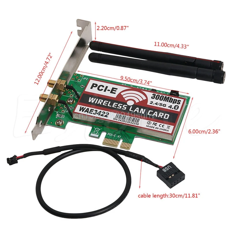 Высокое качество двухдиапазонный Bluetooth 4 0 PCI e 300 Мбит/с экспресс карта сетевой Wlan