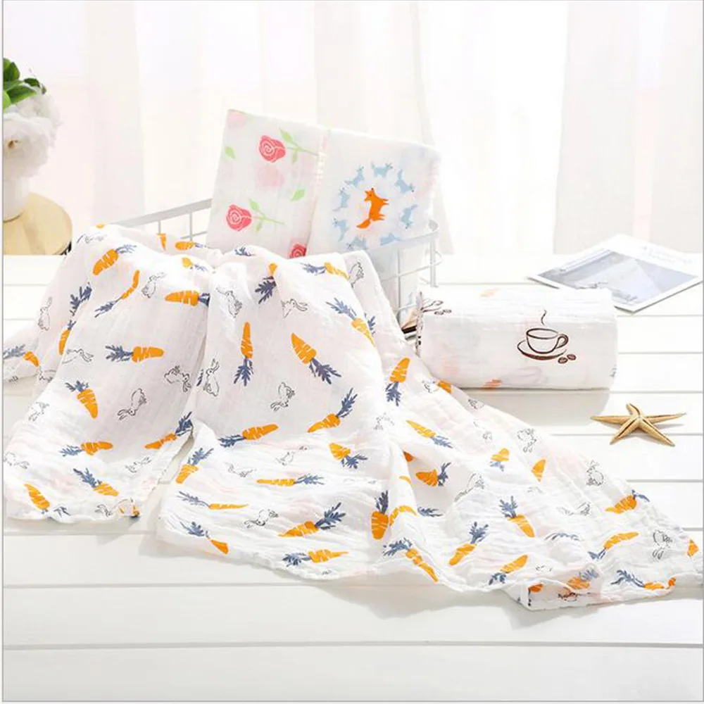 HALSY 1Pc 100%Premium Cotton Muslin Baby Swaddles Soft Newborn Blankets Bath Gauze Infant Wrap Sleepsack Stroller Cover Play Mat | Мать и