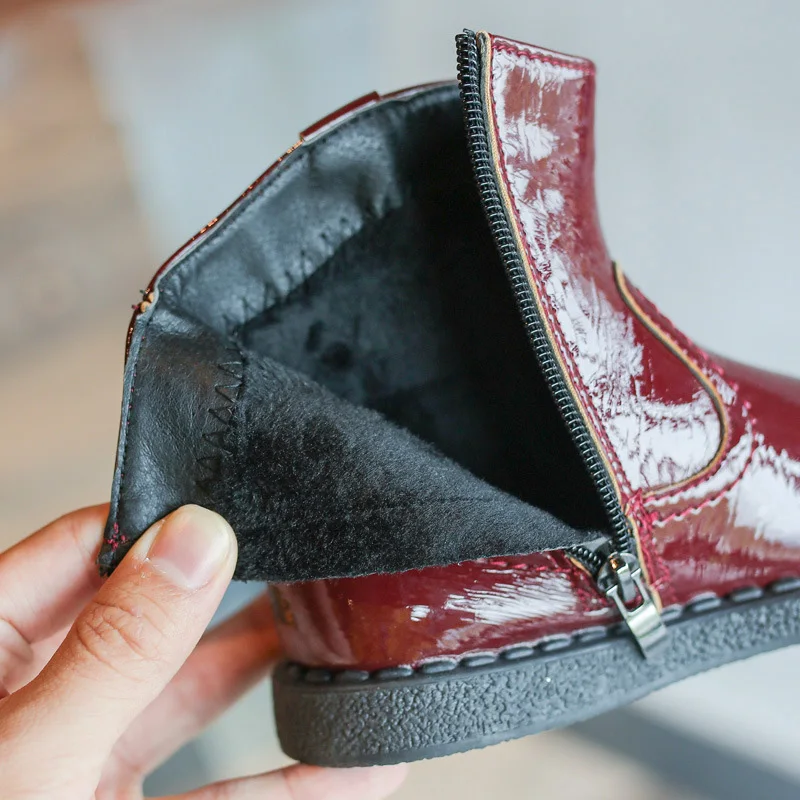 Waterproof Shoes Baby Toddler Mary Jane Girls Boots Patent Leather Princess 2018 Autumn Winter for | Детская одежда и обувь