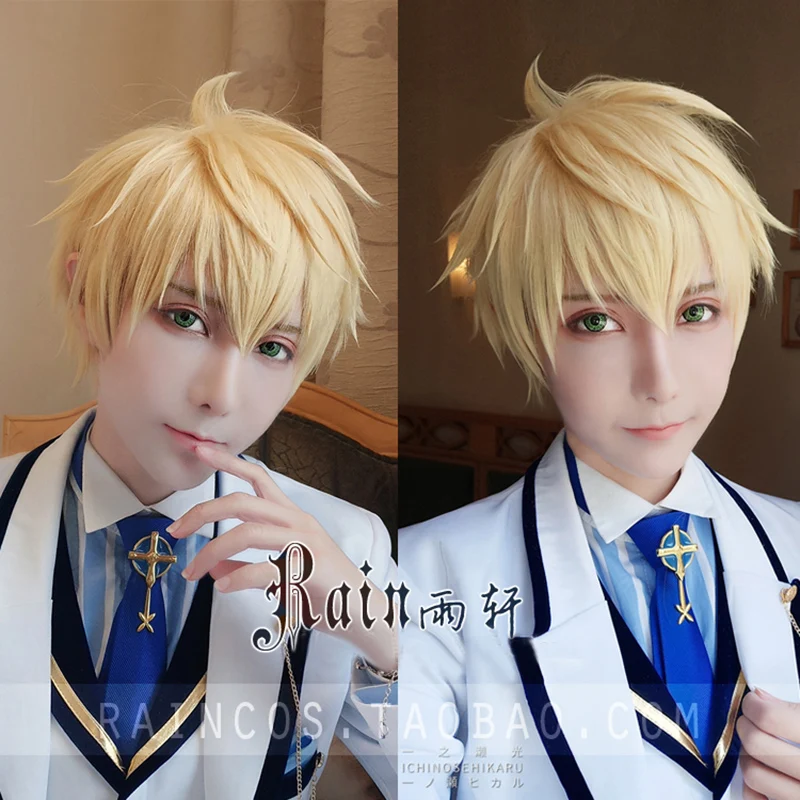 Короткий золотой парик Gilgamesh для косплея Fate/EXTRA CCC Fate/Zero Fate/stay night термостойкие
