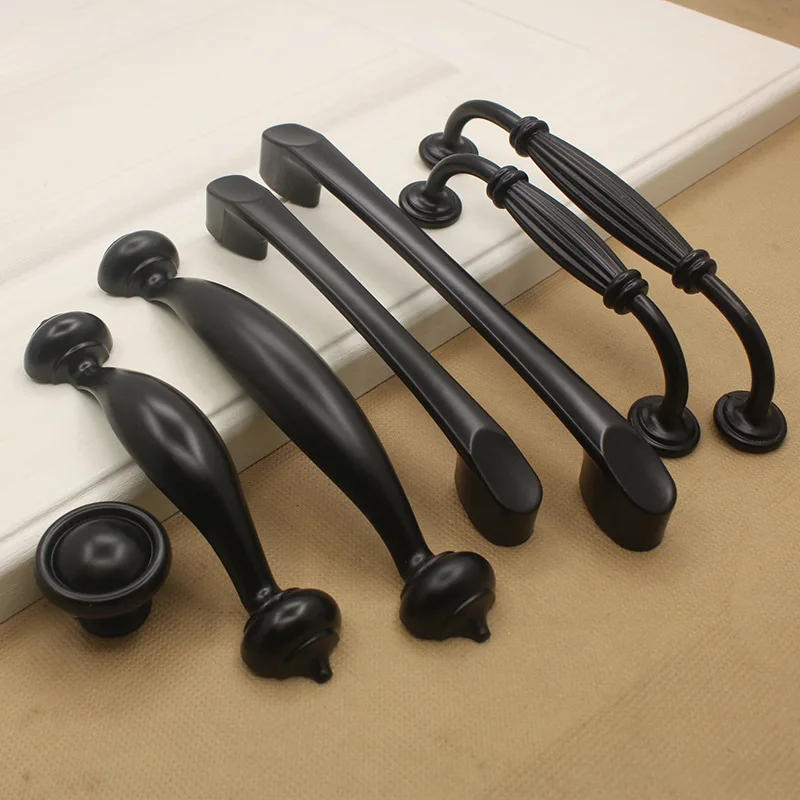 JD черная ручка шкафа Ручка на дверь Американский современный минималистичный