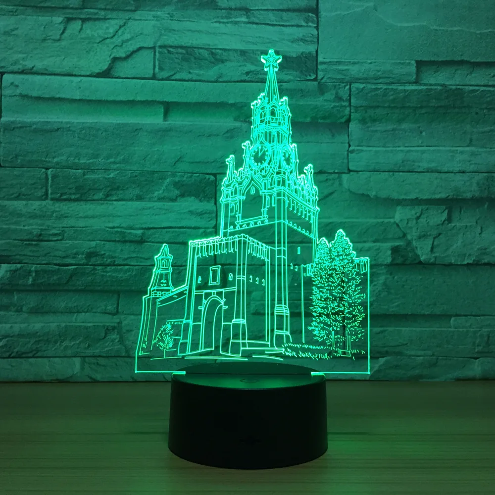 3D иллюзионная лампа The Clock Tower Building 7 цветов визуальные светодиодные ночники для