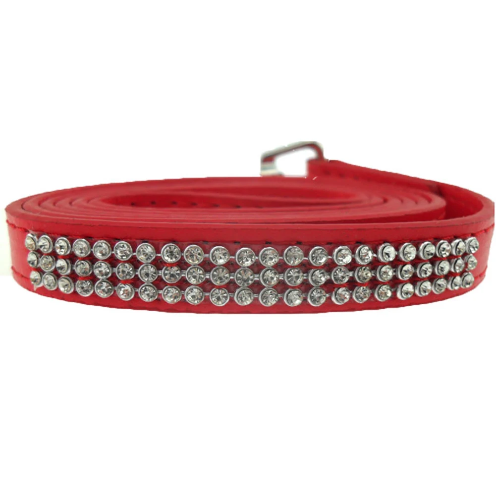 TINGHAO Новинка 115 см длинный поводок из искусственной кожи для собак Bling Стразы