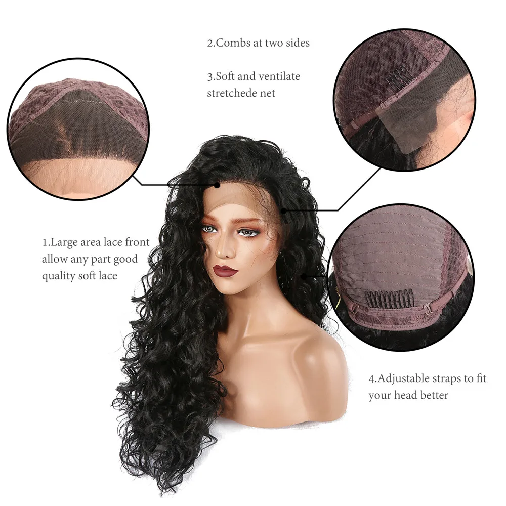 StrongBeauty 24 &quotсинтетический парик фронта шнурка для женщин длинные вьющиеся волосы