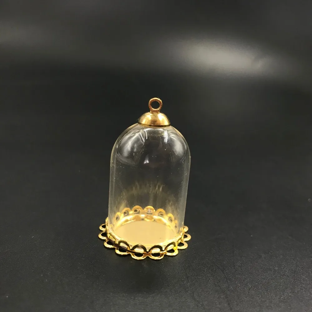 30x20mm clear glass tube globe gold color double lace base tray beads cap vial pendant necklace bottle accessories | Дом и сад