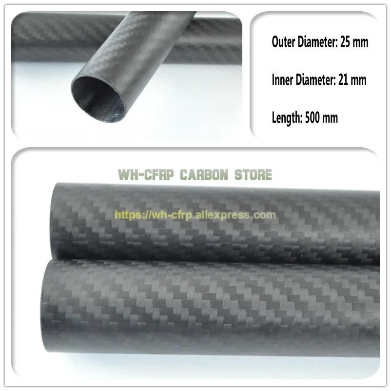 

25mm ODx 21mm ID Carbon Fiber Tube 3k 500MM Long (Roll Wrapped) carbon pipe , with 100% full carbon, Japan 3k improve material