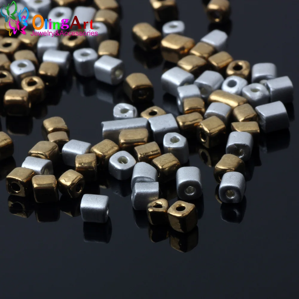 OlingArt 2019 новые смешанные цвета 3x4 мм квадратные стеклянные бусины 85 г трубки