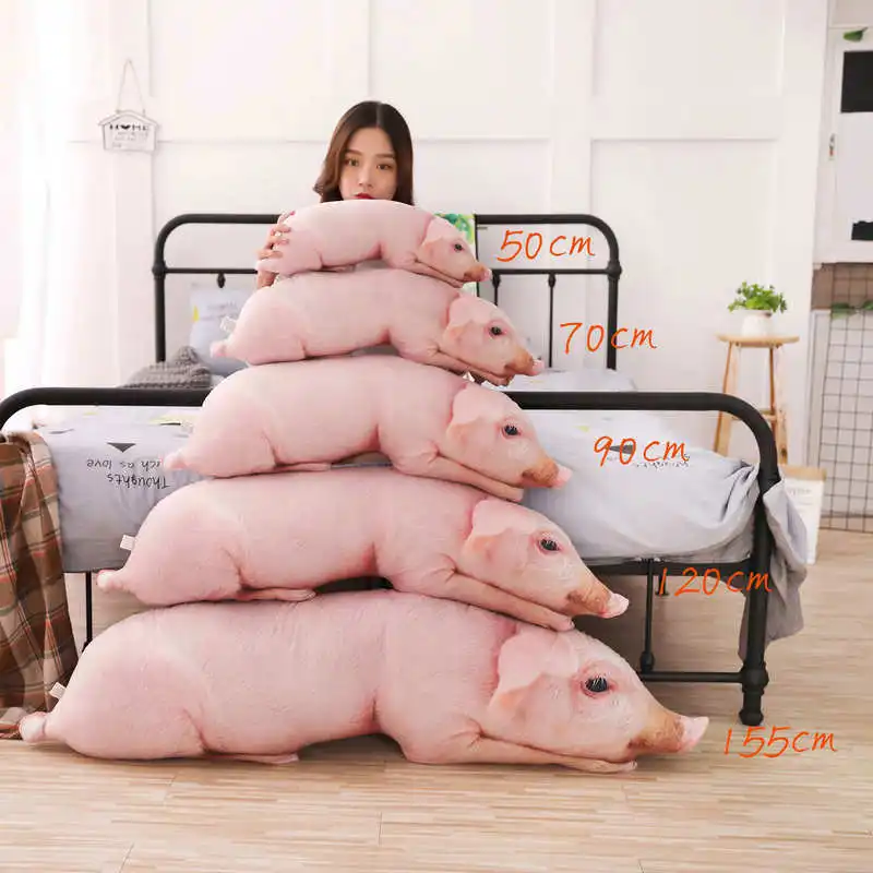 pink 50 см, 90 см, 150 см, большой размер, 3D печать, имитация поросенка, мягкая подушка, Реалистичная поросенок, плюшевое животное, подушка для дивана, декоративная подушка - Цвет: pink
