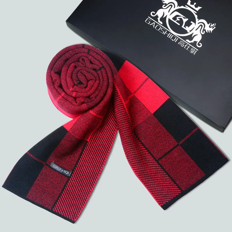 Autumn and Winter Men Scarf Warm Thick Plaid Long Section Collar Young Students Wild