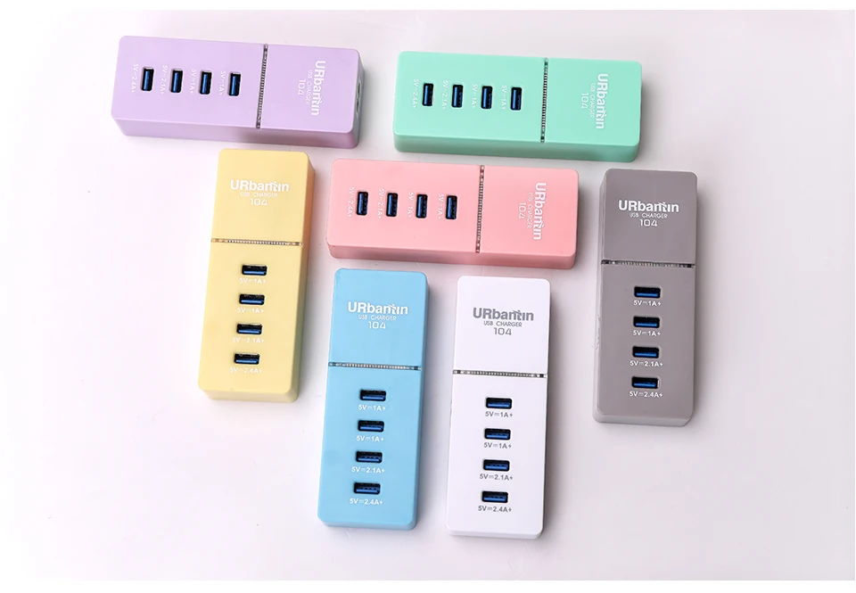 Urbantin 4 USB зарядное устройство для мобильного телефона 2.1a/2.4A Быстрая зарядка usb кабель интеллектуальное зарядное устройство для iphone samsung xiaomi