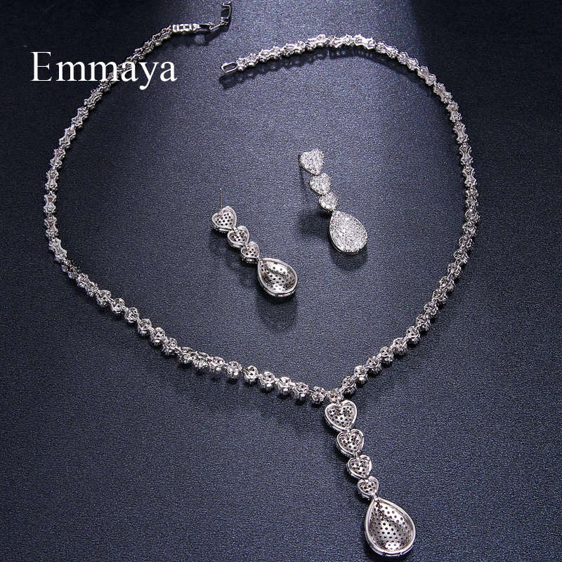 Emmaya модные яркие сердца циркониевые цепочки ожерелья серьги наборы для женщин