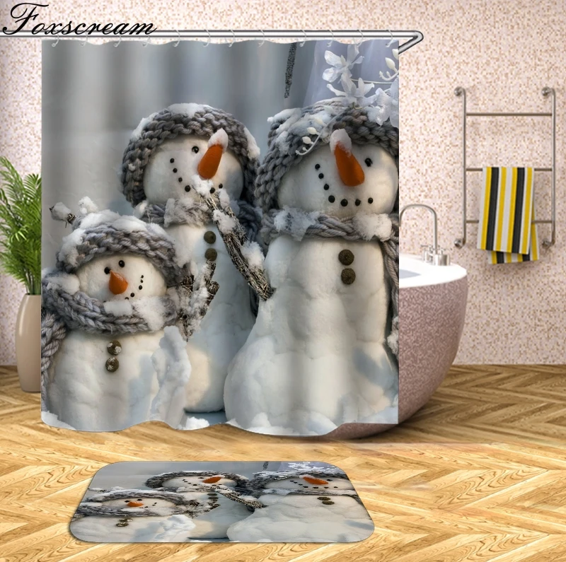 Рождественская занавеска для душа с крючками, занавеска для ванной, 3d занавеска для душа, s цветок, ткань, Рождественская ванна, водонепроницаемые занавески или коврики