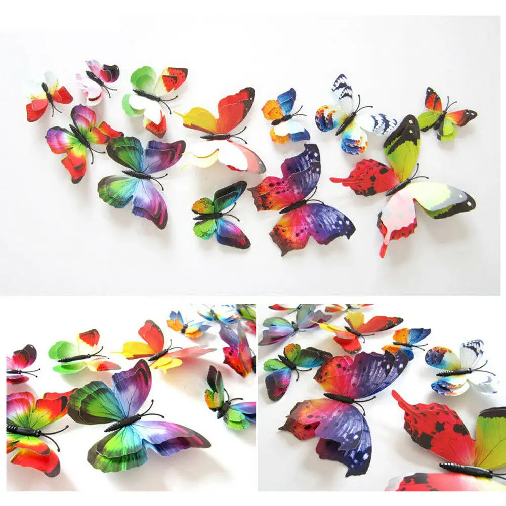 Креативные Реалистичные 3D двухслойные наклейки на стену с бабочками Милая