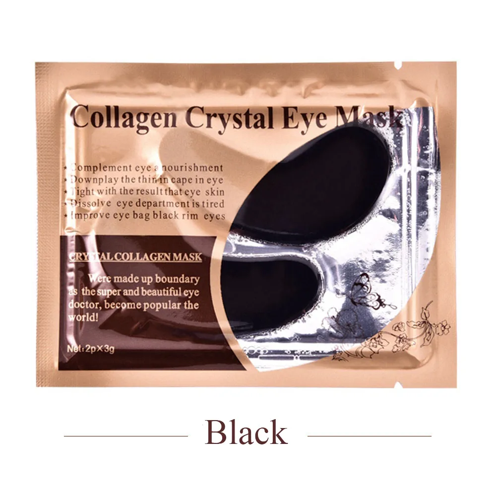 Black Ameizii кристаллические коллагеновые золотые маски для глаз, уход за кожей, против морщин, отеков, удаление темных кругов, гелевые патчи для глаз, Colageno, накладки для глаз - Цвет: Black
