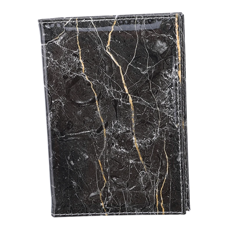 Black White Marble Novel Portable PU Leather Women Travel Passport Holder Embossing Passport Cover Credit Card ID Bag - Цвет: Black