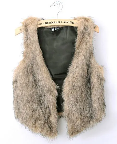 2014 America and US Trade Women's Autumn-winter Hot Fashion Solid V-neck Fur Vest Free Shipping S-XXL 4[A0322] | Женская одежда
