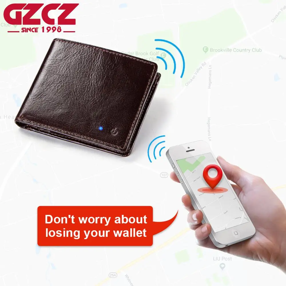 2019 новый мужской Умный кошелек из натуральной кожи с Bluetooth предотвращает потерю и