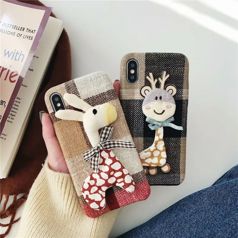 DISCASE Fashion Cloth Velvet Phone Case For iphone XS XR Max X 8 7 6 6s plus 3D Stereo Cute Cartoon Animal Bow Half Pack Capa | Мобильные