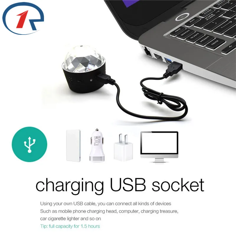 ZjRight USB 5 В встроенный аккумулятор музыкальное Звуковое управление RGB
