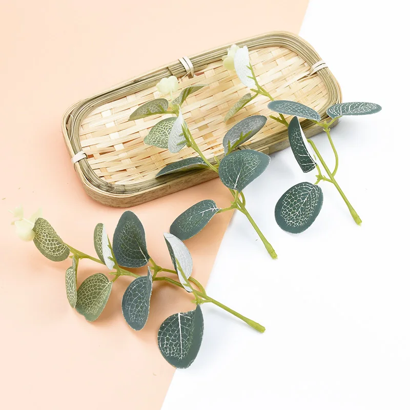 leaf 5 pieces 5 шт., искусственные листья эвкалипта, домашние Свадебные вазы для украшения, помпон, сделай сам, подарки, искусственные растения, декоративный цветочный горшок, Шелковый лист - Цвет: leaf 5 pieces