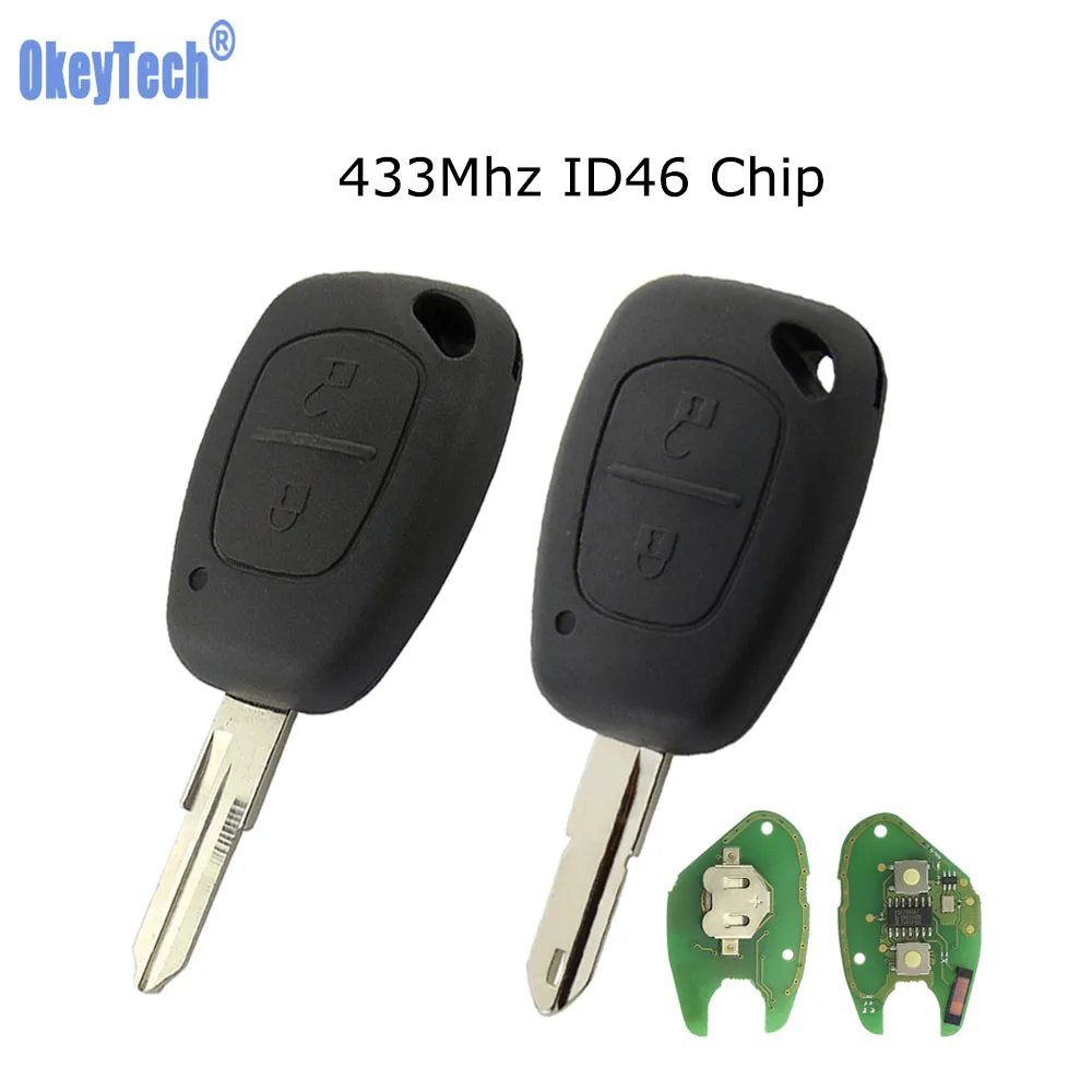 OkeyTech для Renault Clio Duster Megane Автомобильный Дистанционный ключ 2 кнопки 433 МГц ID46 PCF7946