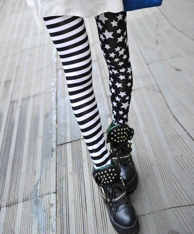 2018 фитнес-панк-принт эластичные тонкие горизонтальные полоски со звездами