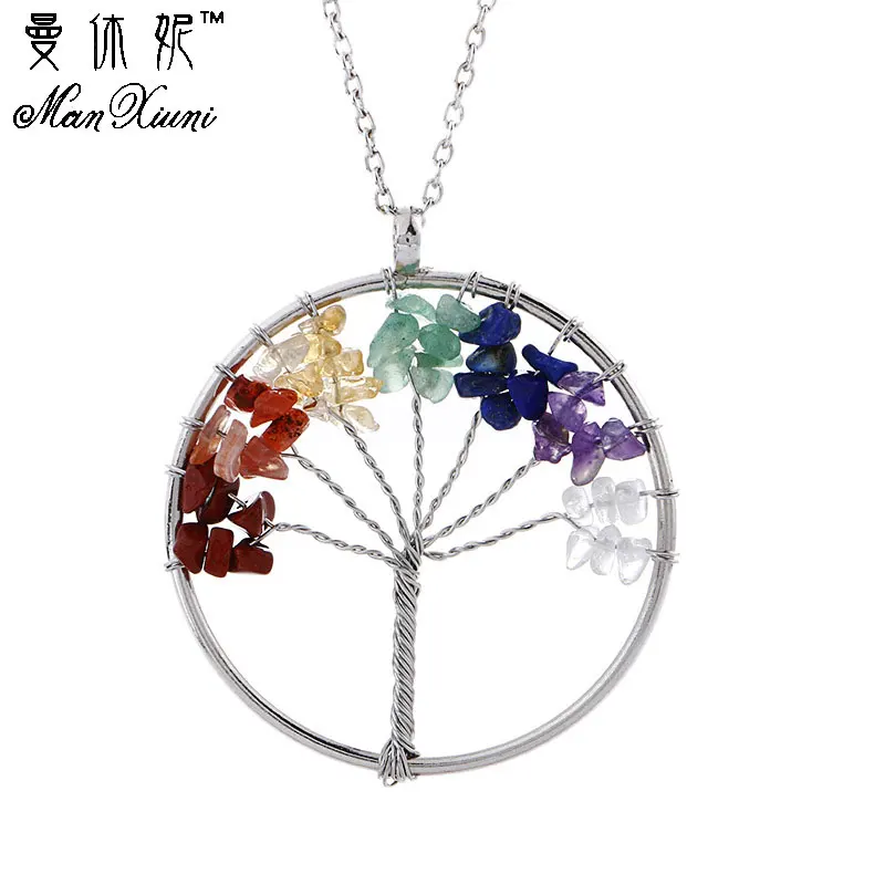 Ожерелье с подвеской Дерево жизни 6 чакр медный кварцевый камень кристалл