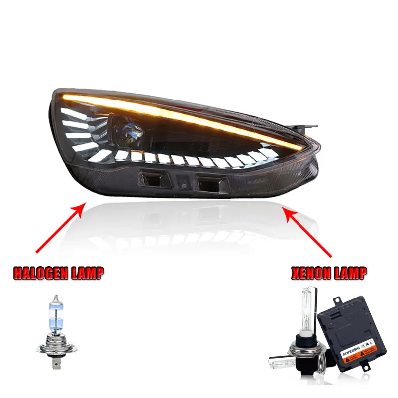 halogen high beam 2 шт. светодиодный головной светильник s для ford focus Автомобильный светодиодный светильник s двойной ксеноновый Объектив Автомобильные аксессуары дневные ходовые огни противотуманный светильник - Цвет: halogen high beam