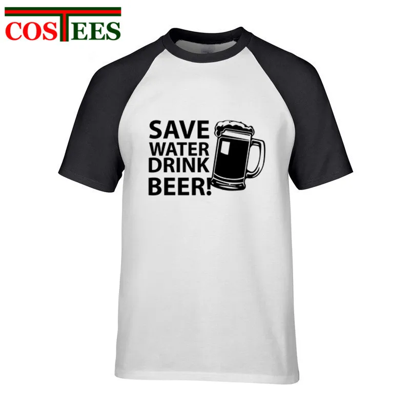 Comic Save Water Drink Beer футболка для мужчин большой Короткий Рукав Crewneck хлопок размера