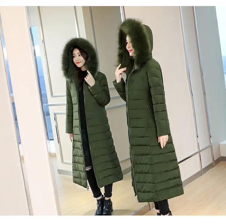 Army Green Vangull, зимние женские парки, модные женские куртки с длинным рукавом и капюшоном, Осенние, тонкие, на молнии, X-Long, плотные пальто, Suatans, верхняя одежда - Цвет: Army Green