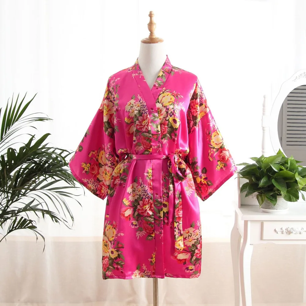

Chinese Traditional Gown Women Silk Satin Robe Lady Sleepwear Sz S-6XL