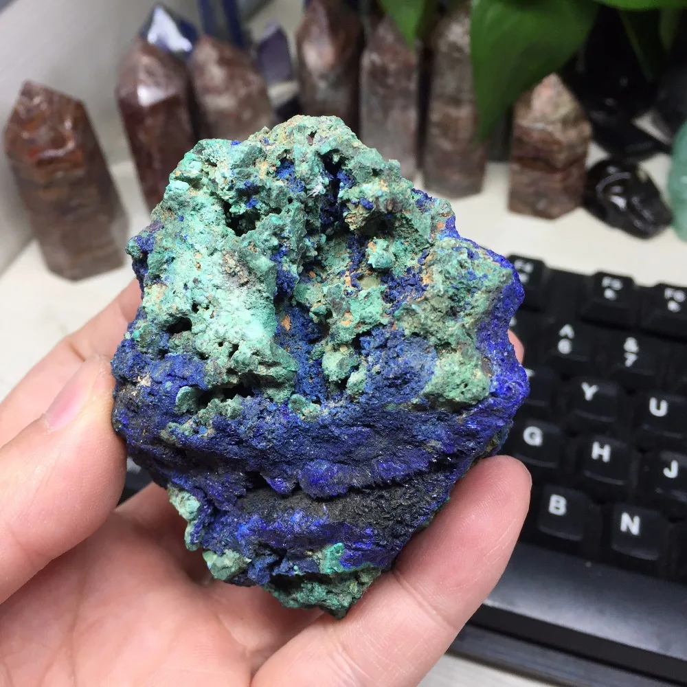 286 г натуральный чессилитовый материал образец Azurite Geode Bule и зеленый Целебный