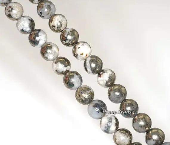 6 мм Железный Пирит вторжение драгоценный камень черный белый круглый бусины 15 5