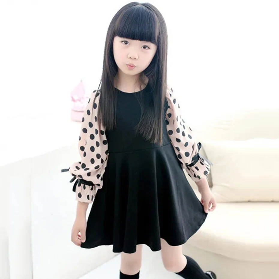 Princess Girls Dress Patchwork Kids Dot For Mesh Children's Clothes Summer Elegant Girl Clothing 6 8 12 Years | Детская одежда и