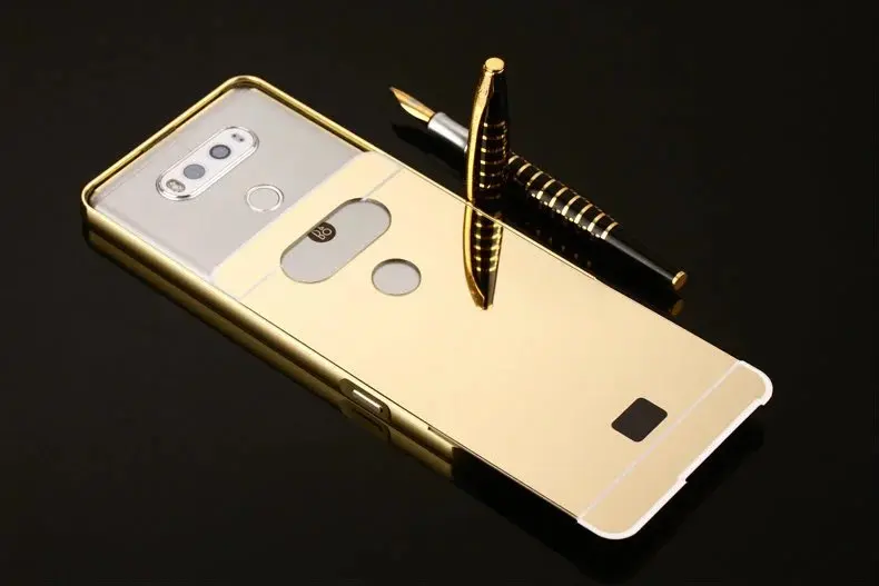 Rose Gold Mirror Cases with Luxury Alumimum Metal Frame Cover for LG V10, V20, and V30 image 2