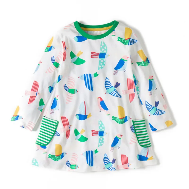New Arrive cotton baby girls dresses all printed animals casual children clothes long sleeve girl cute | Детская одежда и обувь