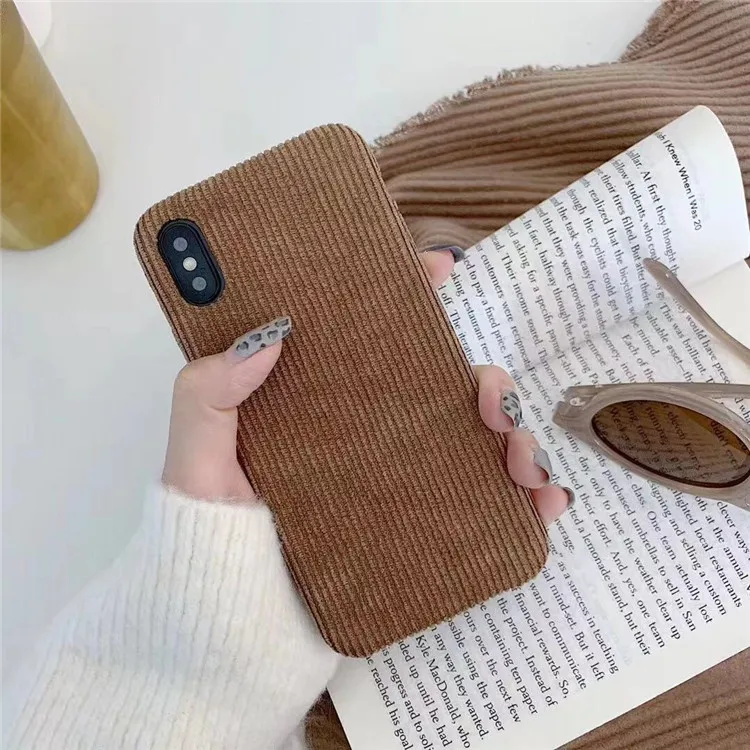 Зимние вельветовые ткань телефон чехол для iPhone X XR XS Max чехол для iPhone 6, 6 s, 7, 8plus, 11 Pro Max чехол теплые розового, коричневого цвета