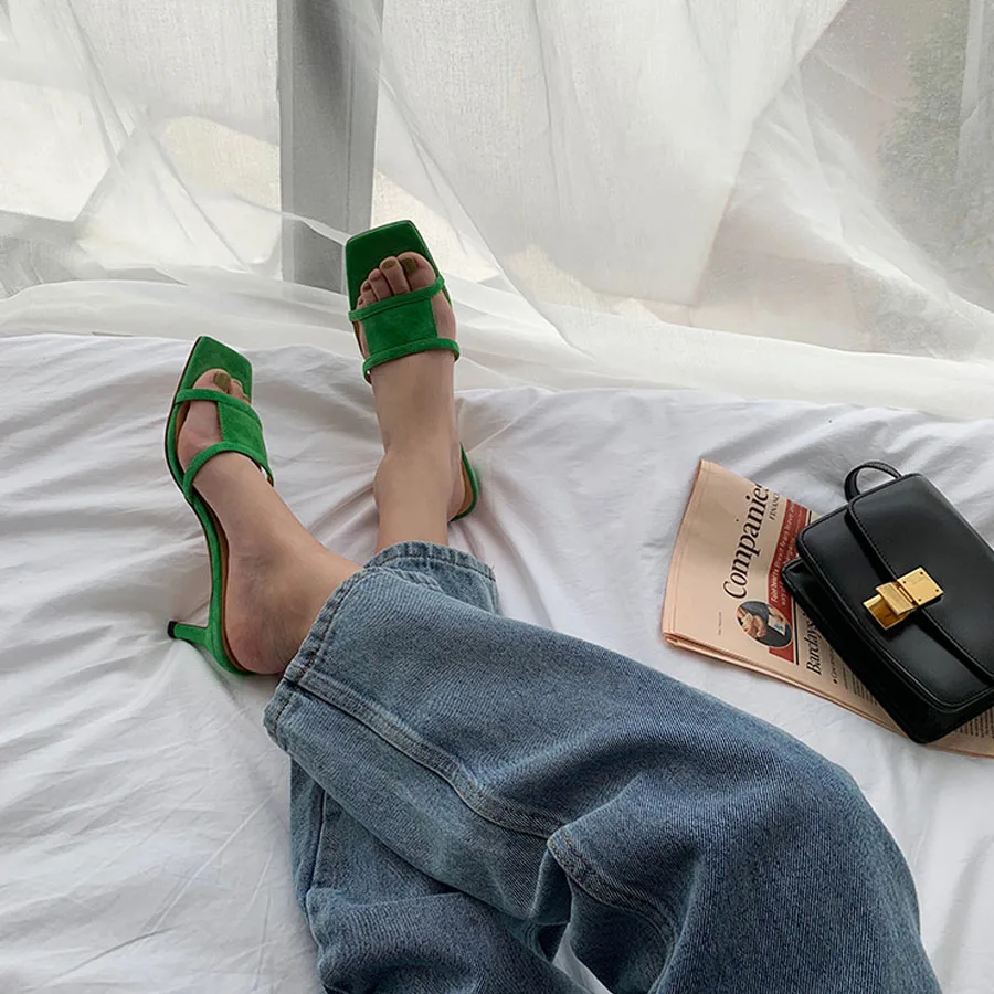 Prova Perfetto/зеленые замшевые кожаные шлепанцы женская летняя Уличная обувь модные