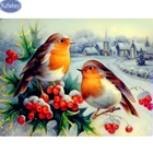 Полноформатная Алмазная вышивка, мозаика с изображением птиц, дома, снега, алмазная живопись сделай сам, зимнее украшение для гостиной, хороший подарок
